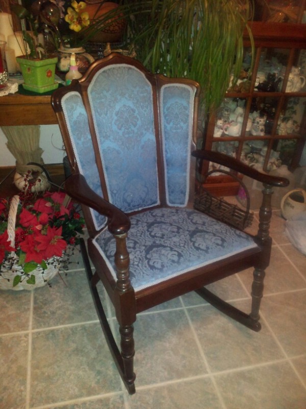 Re-Upholstered Blue Chair